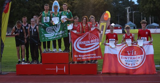 Platz 3 für das MJ U16 Team der LG Rhein-Wied in der Neunkampf Mannschaft bei der DM in Hannover (Foto: privat).